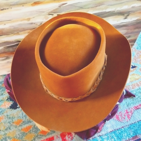 Vtg CHURCHILL LTD Neiman Marcus Tobacco Brown Leather Western Cowboy Rancher Hat - Picture 3 of 16